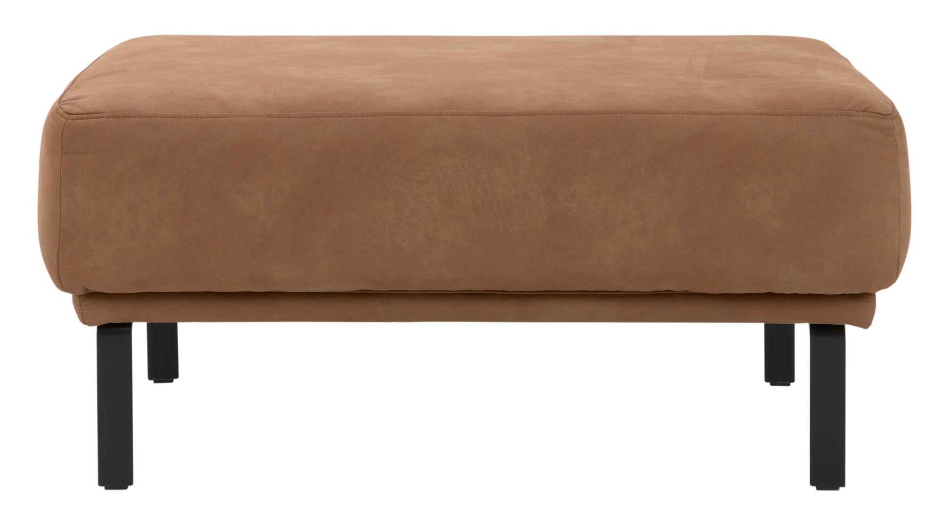 Polsterhocker Interliving aus Stoff in Hellbraun Interliving Sofa Serie 4254 – Polsterhocker tabacfarbener Bezug Linato & schwarze Metallfüße 4.35 – ca. 65 x 95 cm