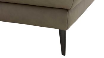 Hocker Hukla® aus Leder in Grau XXL-Hocker graues LongLife-Leder & schwarze Metallfüße - ca. 130 x 66 cm