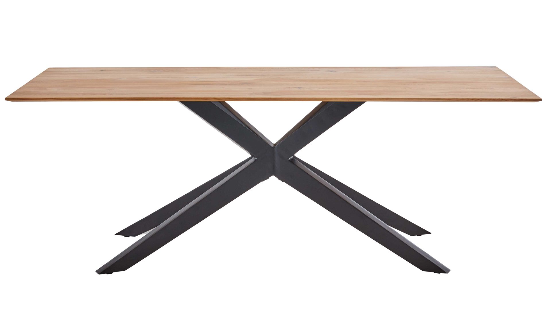 Esstisch Niehoff sitzmoebel aus Holz in Holzfarben NIEHOFF SITZMÖBEL Cloudy - Esstisch mit Massivholzplatte Charakter-Eiche & matt schwarzes Eisengestell - ca. 180 x 100 cm