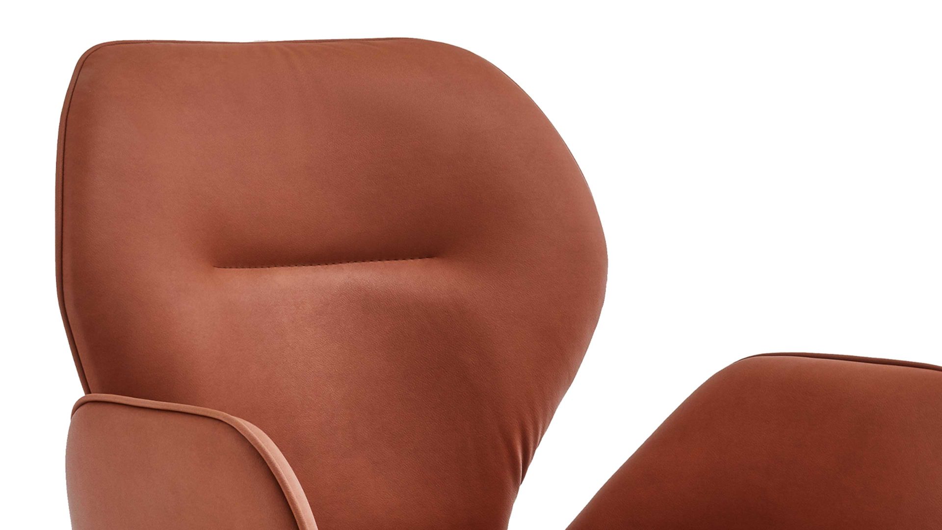 Polsterstuhl Niehoff sitzmoebel aus Stoff in Orange NIEHOFF SITZMÖBEL Cloudy - Armlehnstuhl mit Drehfunktion cognacfarbene Mikrofaser Gavin & schwarzes Metallgestell