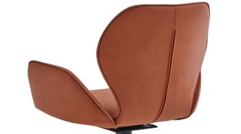 Polsterstuhl Niehoff sitzmoebel aus Stoff in Orange NIEHOFF SITZMÖBEL Cloudy - Armlehnstuhl mit Drehfunktion cognacfarbene Mikrofaser Gavin & schwarzes Metallgestell