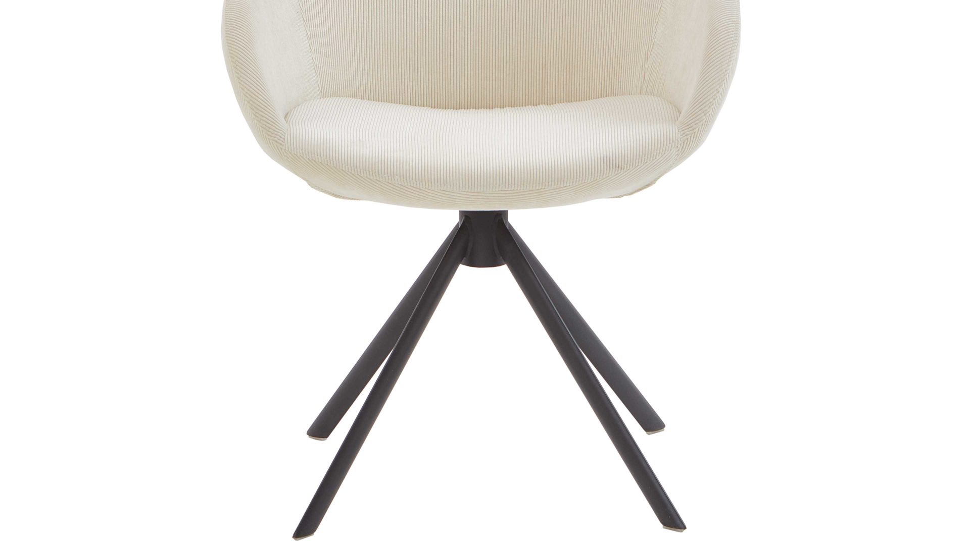 Vierfußstuhl Niehoff sitzmoebel aus Stoff in Weiß NIEHOFF SITZMÖBEL Armlehnstuhl Dacapo cremefarbener Bezug & schwarzes Eisengestell