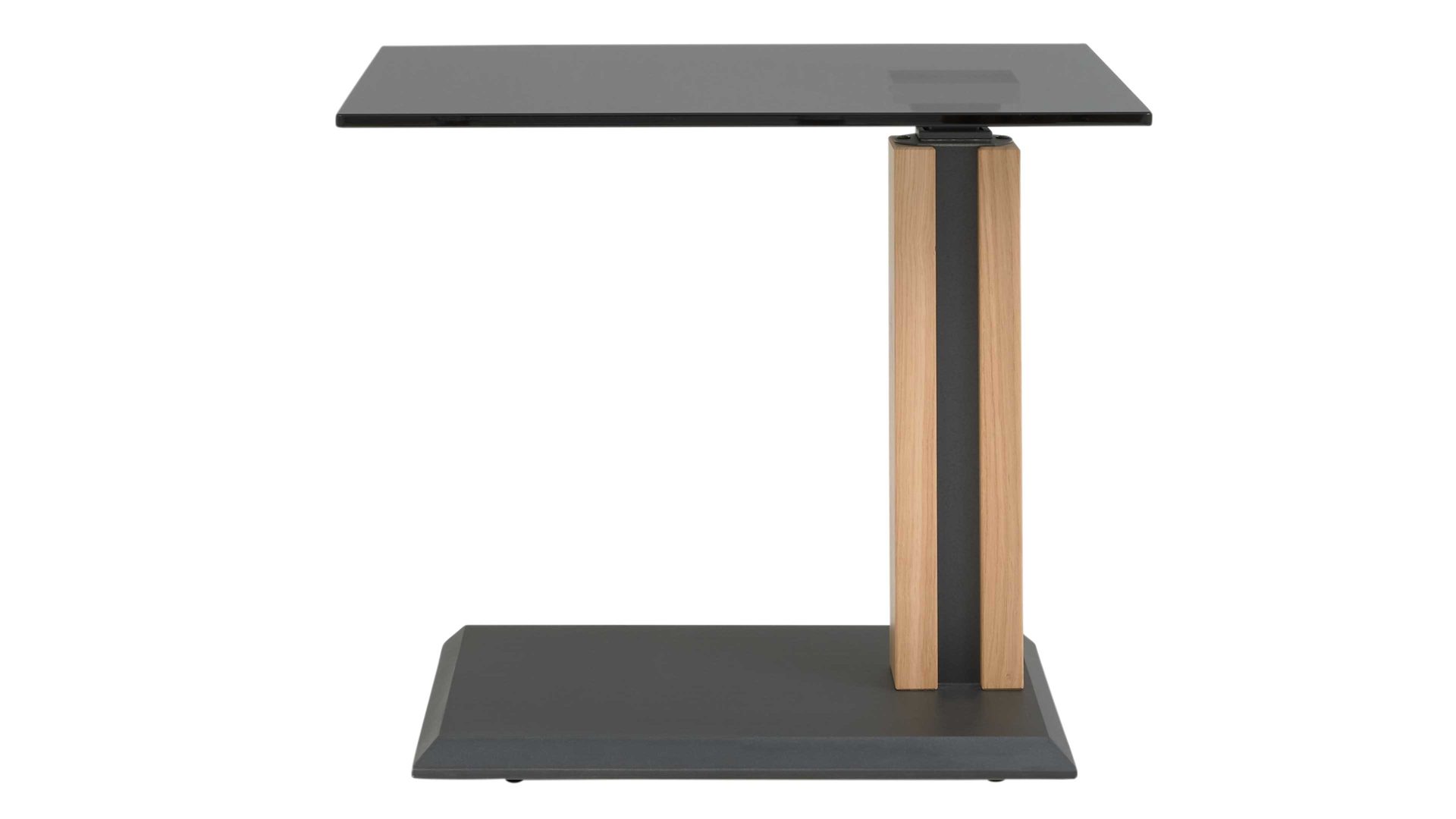 Beistelltisch Interliving aus Glas in Dunkelgrau Interliving Couchtisch Serie 6211 - Beistelltisch graues Parsolglas & Wildeiche - ca. 55 x 47 cm