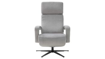 Relaxsessel Interliving aus Stoff in Hellgrau Interliving Sofa Serie 4541 – Relaxsessel manuell - silberfarbener Velours Joyce & Sternfuß V4S