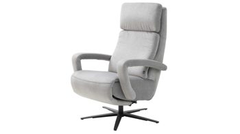 Relaxsessel Interliving aus Stoff in Hellgrau Interliving Sofa Serie 4541 – Relaxsessel C manuell - silberfarbener Velours Joyce & Sternfuß V4S