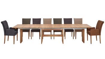 Polsterstuhl Niehoff sitzmoebel aus Mikrofaser in Beige NIEHOFF SITZMÖBEL Bornholm Polsterstuhl cremefarbener Bezug & Eichegestell