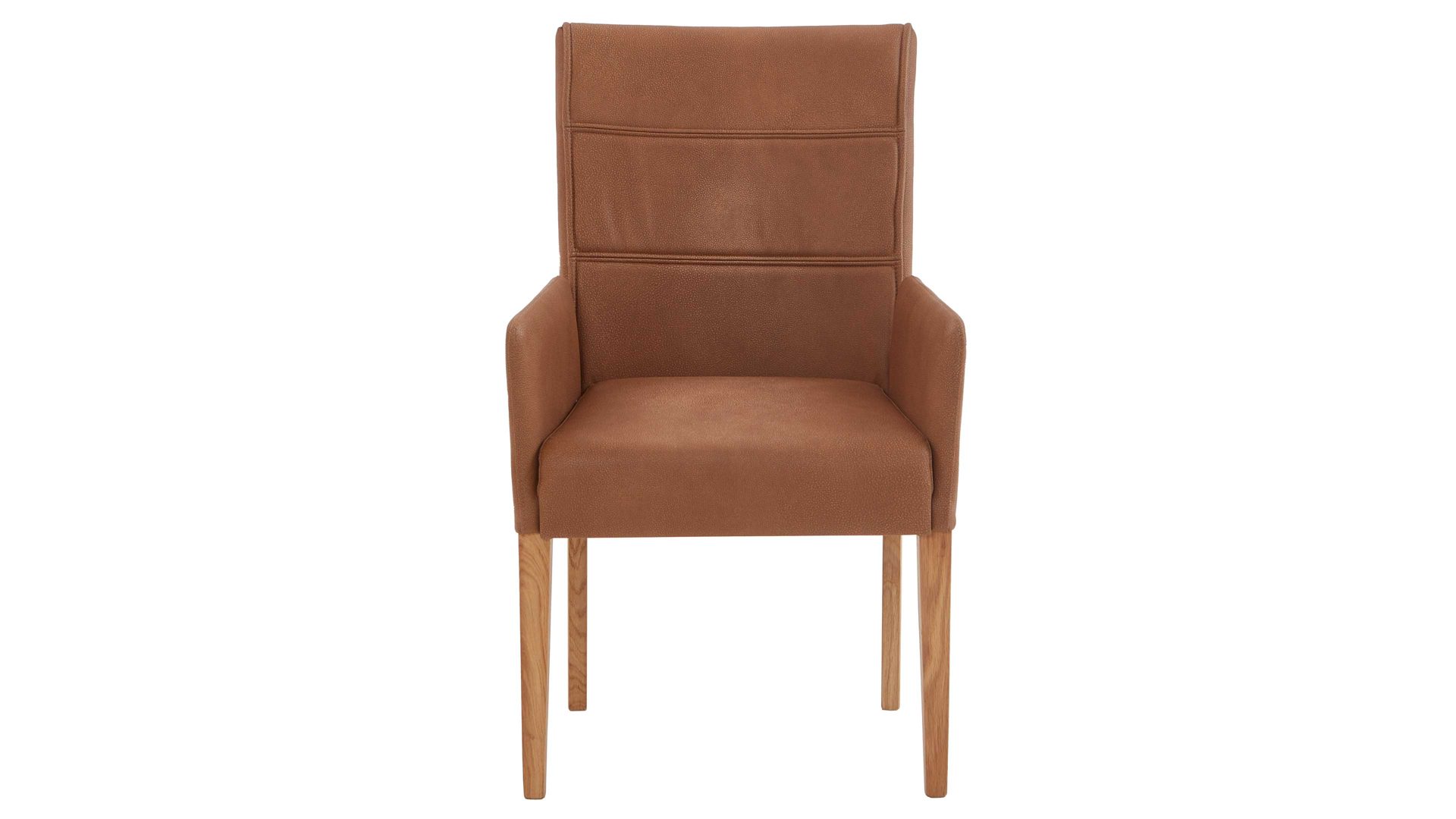 Polsterstuhl Niehoff sitzmoebel aus Mikrofaser in Orange NIEHOFF SITZMÖBEL Bornholm Polsterstuhl mit Armlehne senffarbener Bezug & Eichegestell