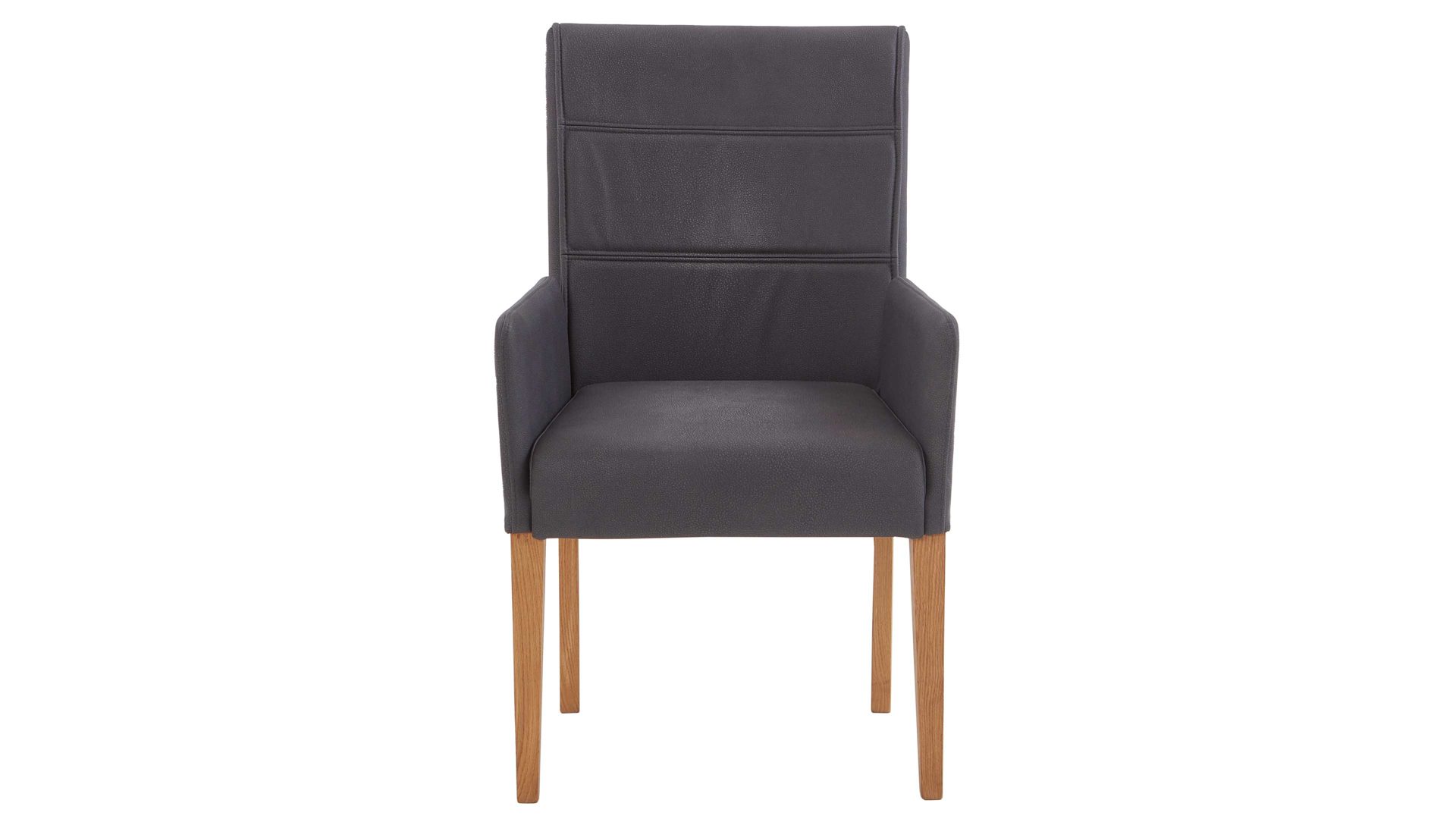 Polsterstuhl Niehoff sitzmoebel aus Mikrofaser in Anthrazit NIEHOFF SITZMÖBEL Bornholm Polsterstuhl mit Armlehne anthrazitfarbener Bezug & Eichegestell