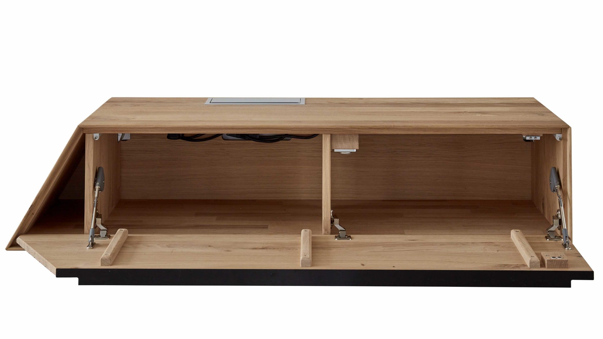 Wohnwand Decker aus Holz in Holzfarben Wohnkombination biancofarbene Asteiche – fünfteilig, Breite ca. 344 cm