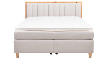 Boxspringbett Interliving aus Stoff in Beige Interliving Boxspringbett Serie 1415 hellbeiger Stoffbezug TBB 2 & Holzfuß H72 - Liegefläche ca. 180 x 200 cm