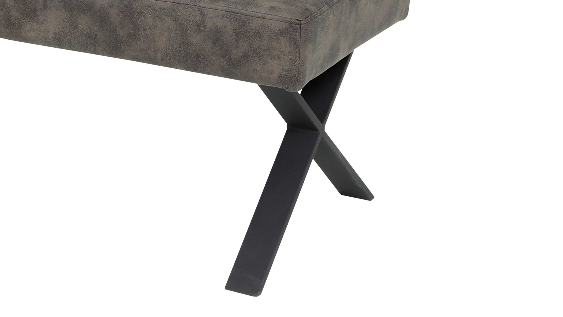 Polsterbank Hela aus Stoff in Braun Polsterbank Donna I mit Rückenlehne braungraue Mikrofaser Softex Vintage & Metallgestell – Länge ca. 140 cm