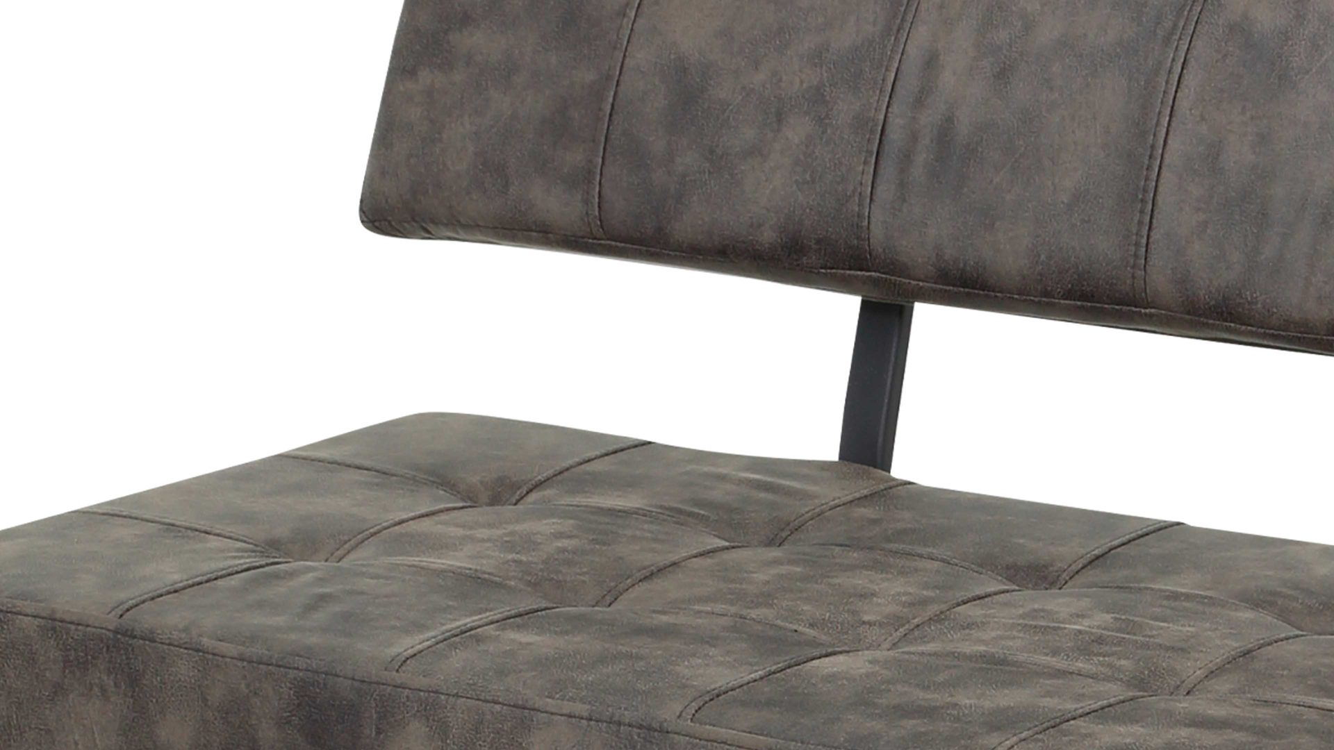 Polsterbank Hela aus Stoff in Braun Polsterbank Donna I mit Rückenlehne braungraue Mikrofaser Softex Vintage & Metallgestell – Länge ca. 140 cm