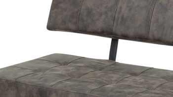 Polsterbank Hela aus Stoff in Braun Polsterbank Donna I mit Rückenlehne braungraue Mikrofaser Softex Vintage & Metallgestell – Länge ca. 140 cm