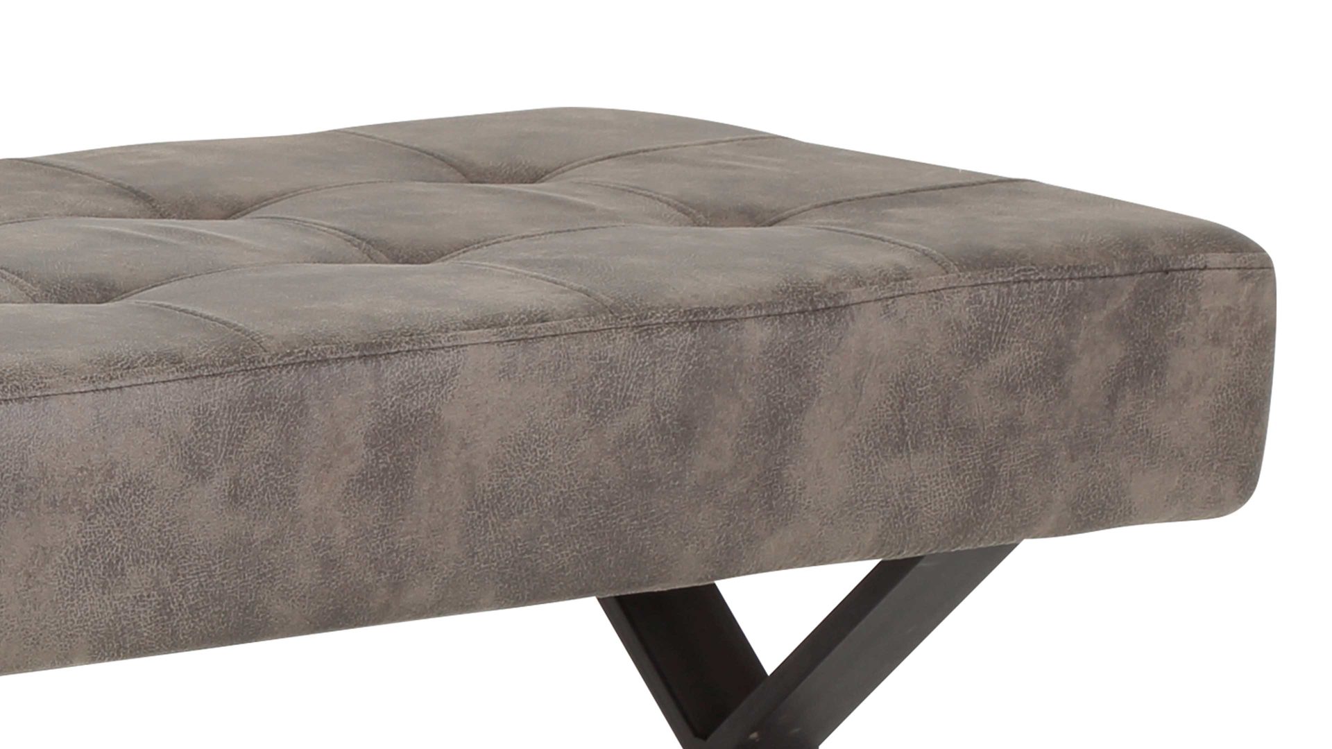 Polsterbank Hela aus Stoff in Braun Polsterbank Donna II braungraue Mikrofaser Softex Vintage & Metallgestell – Länge ca. 140 cm