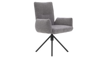 Polsterstuhl Interliving aus Stoff in Grau Interliving Esszimmer Serie 5504 - Armlehnstuhl 37 grauer Bezug Concrete DCT 99 & schwarzer Drehfuß S 349