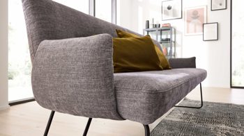 Polsterbank Interliving aus Stoff in Grau Interliving Esszimmer Serie 5504 - Polsterbank grauer Bezug Concrete DCT 99 & schwarzes Kufengestell S 346 - Länge ca. 206 cm