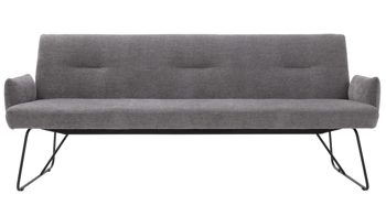 Polsterbank Interliving aus Stoff in Grau Interliving Esszimmer Serie 5504 - Polsterbank grauer Bezug Concrete DCT 99 & schwarzes Kufengestell S 346 - Länge ca. 206 cm