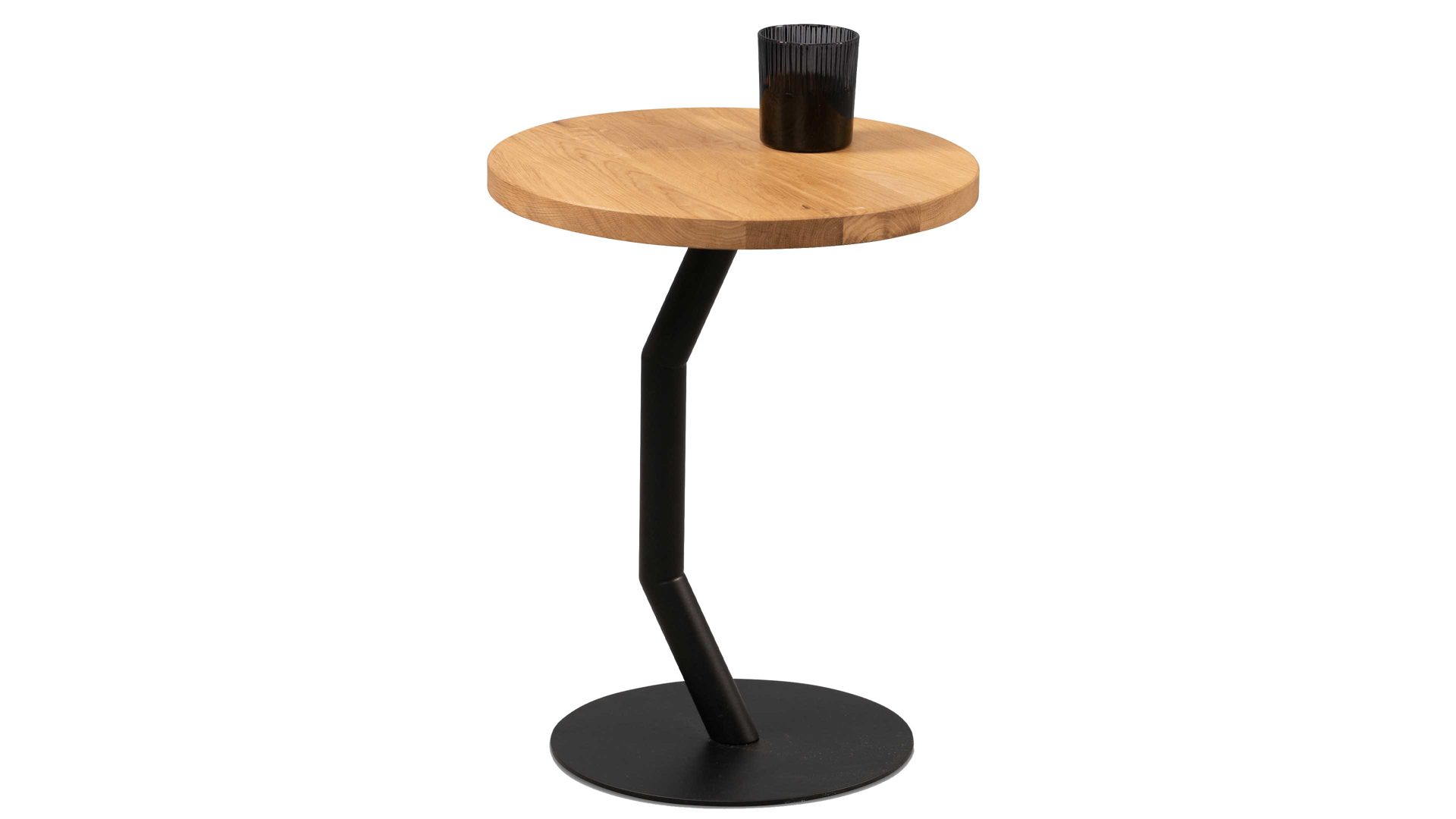 Couchtisch M2 kollektion aus Holz in Holzfarben Couchtisch Tim 1 Wildeiche & schwarzes Gestell - Durchmesser ca. 35 cm