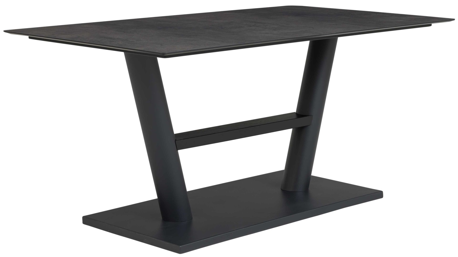 Esstisch Interliving aus Holz in Grau Interliving Esszimmer Serie 5105 – Esstisch betonfarbenes HPL & schwarzes Metall – ca. 220 x 100 cm