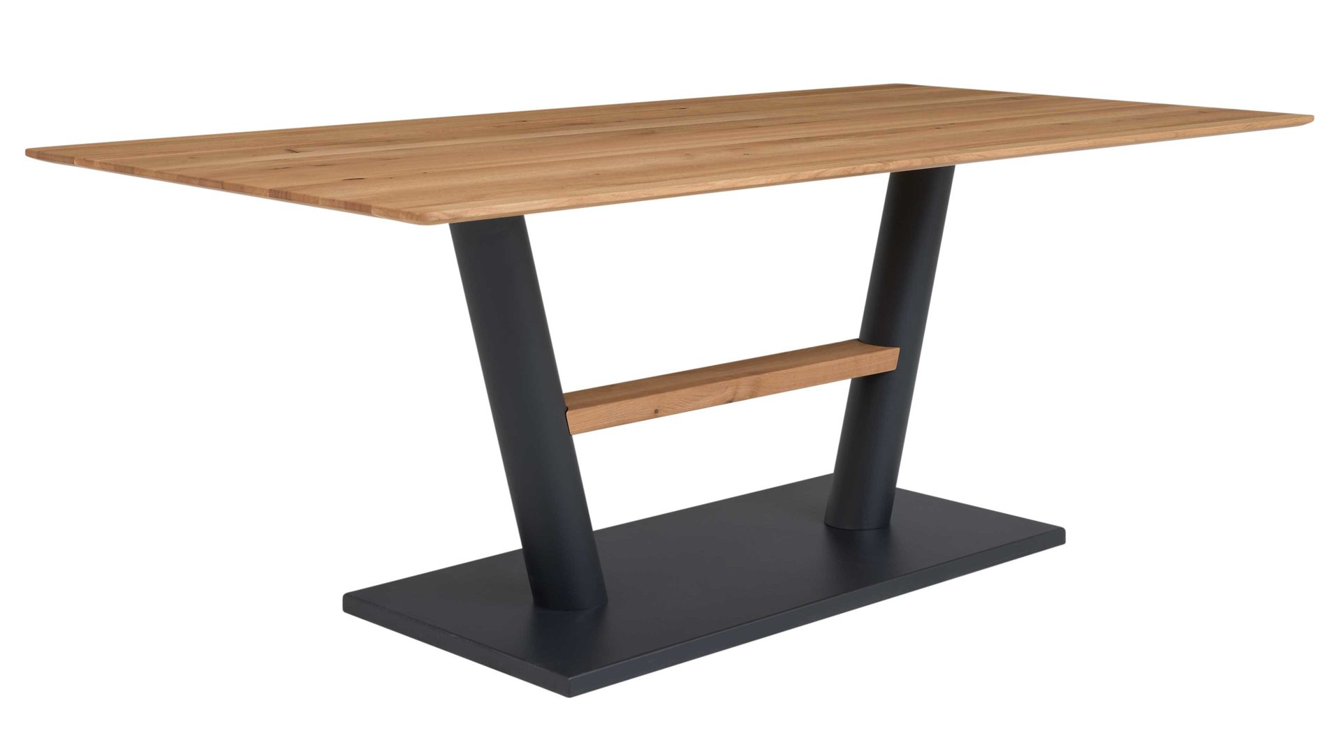 Esstisch Interliving aus Holz in Holzfarben Interliving Esszimmer Serie 5105 – Esstisch Charaktereiche & schwarzes Metall – ca. 160 x 90 cm