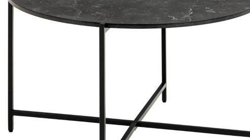 Couchtisch Actona group aus MDF in Schwarz Couchtisch Lamoine Schwarz & schwarzes Metallgestell - Durchmesser ca. 70 cm