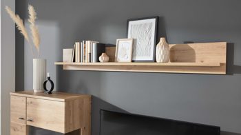 Wandregal Interliving aus Holz in Holzfarben Interliving Wohnzimmer Serie 2110 - Wandregal Alteiche - Länge ca. 180 cm