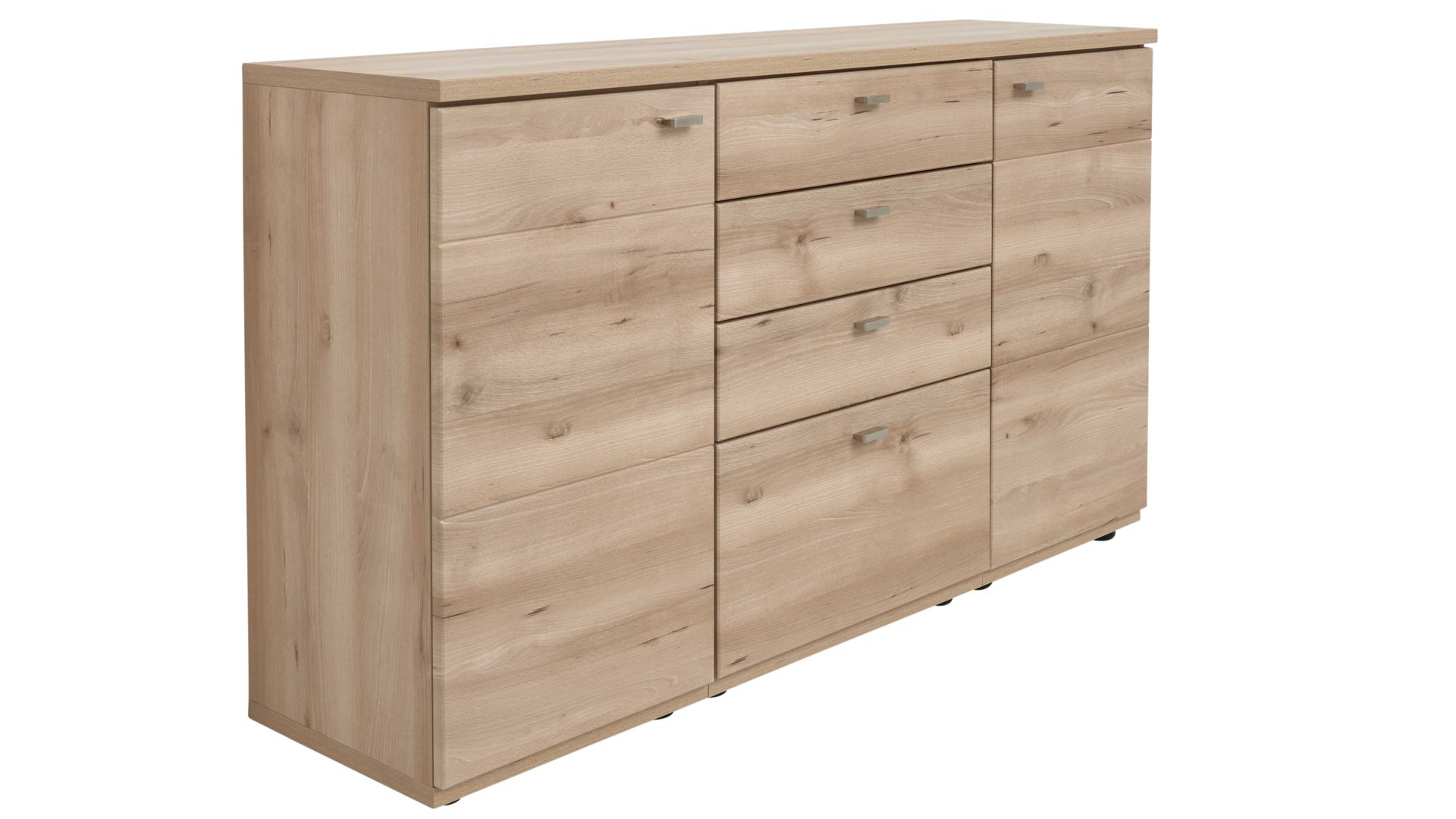 Sideboard Interliving aus Holz in Holzfarben Interliving Wohnzimmer Serie 2110 - Sideboard C15061 Naturbuche - zwei Türen, vier Schubladen, Breite ca. 150 cm