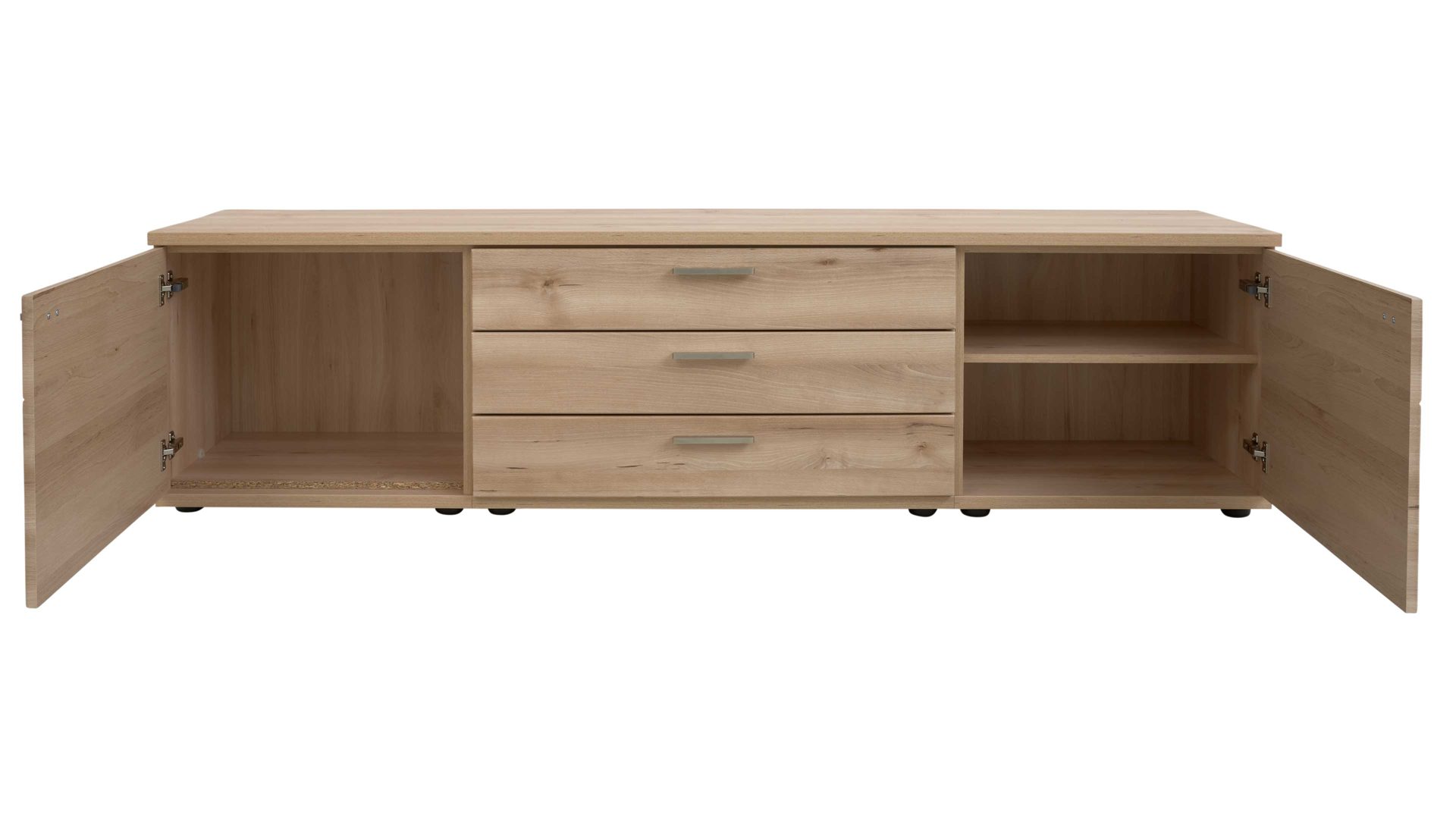 Wohnwand Interliving aus Holz in Holzfarben Hell Interliving Wohnzimmer Serie 2110 - Wohnwand EB31501 Naturbuche - sechsteilig, Breite ca. 315 cm