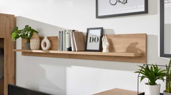 Wandregal Interliving aus Holz in Holzfarben Hell Interliving Wohnzimmer Serie 2110 - Wandregal Naturbuche - Länge ca. 120 cm