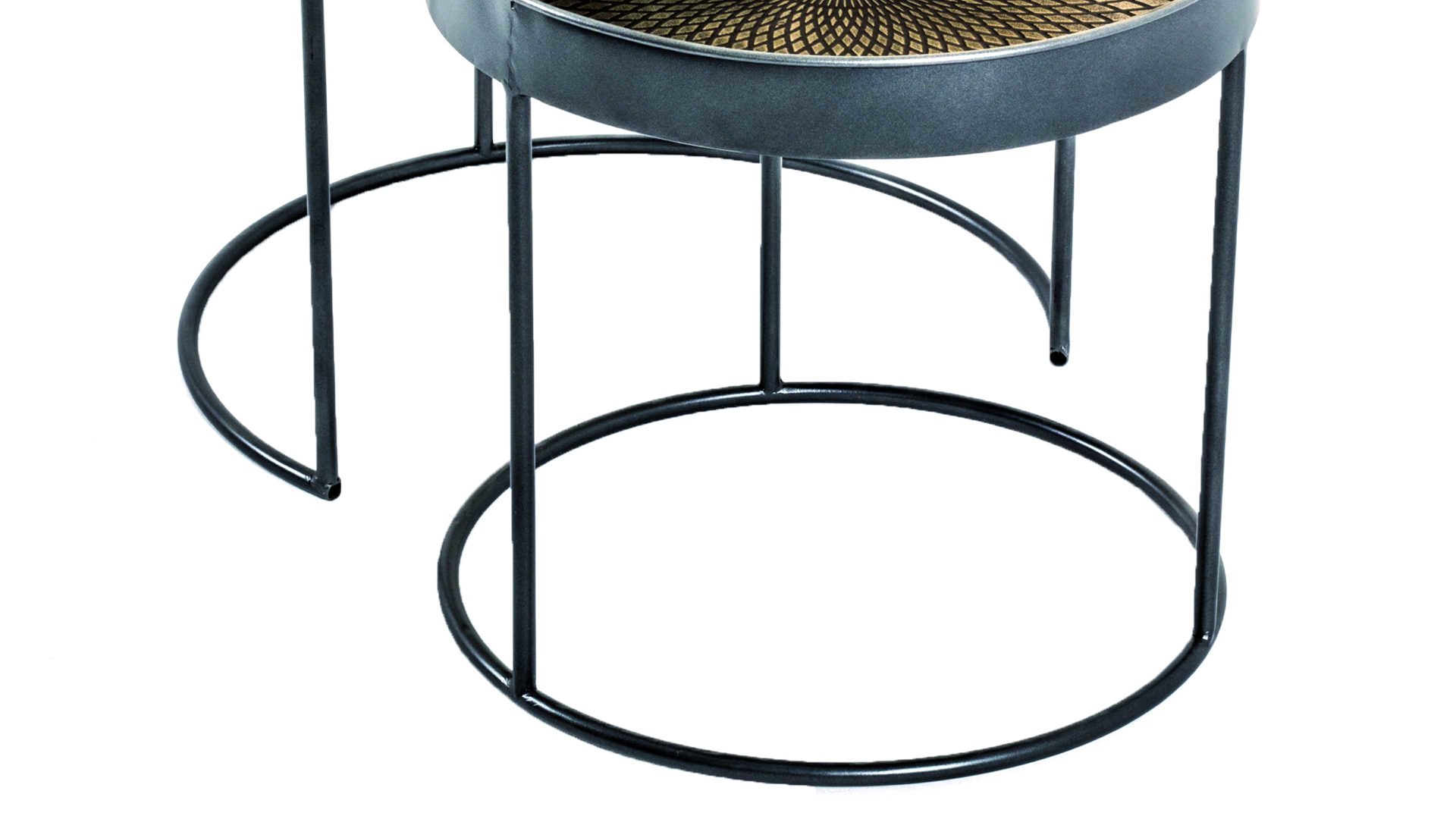 Beistelltisch Haku aus Metall in Schwarz Beistelltisch-Set schwarz kupferfarbenes Metall - zweiteilig