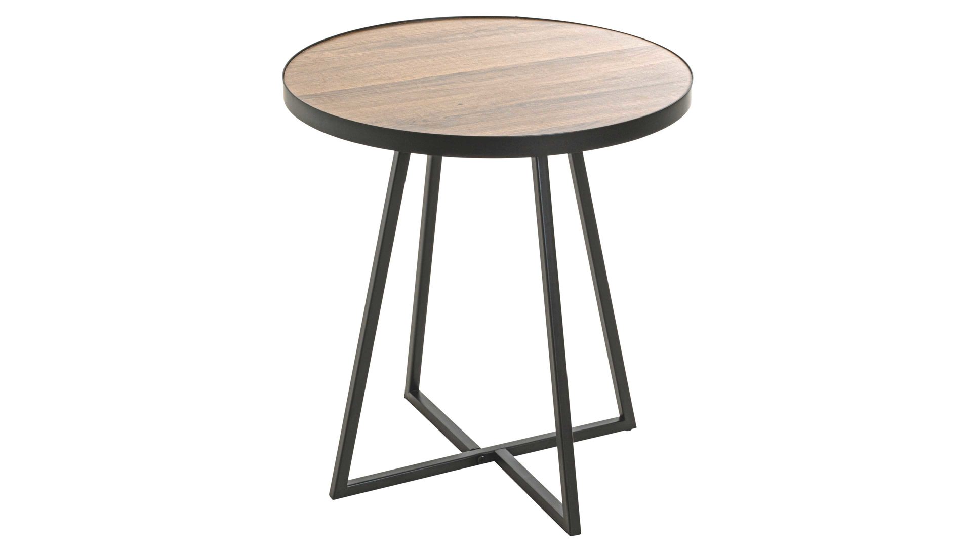 Beistelltisch Haku aus MDF in Holzfarben Beistelltisch Eiche & Schwarz - Durchmesser ca. 48 cm