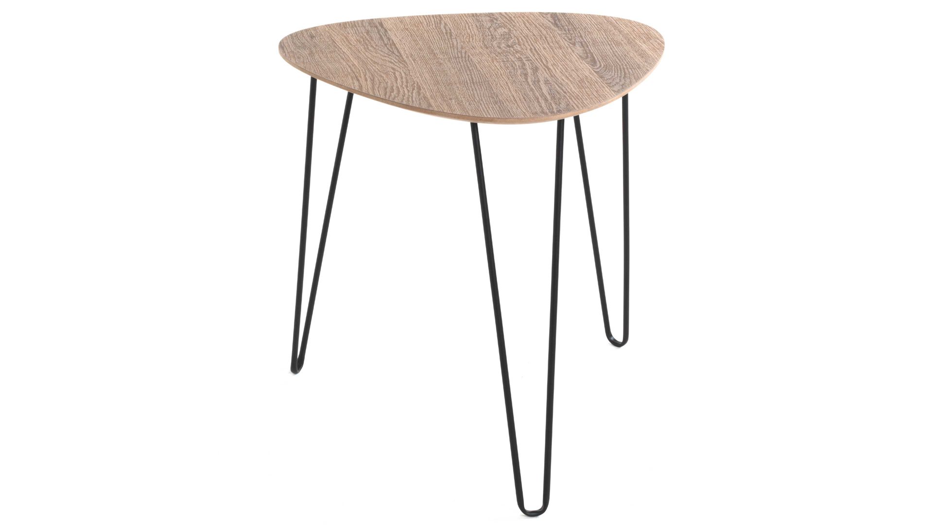 Beistelltisch Haku aus MDF in Holzfarben Beistelltisch Eiche & Schwarz - Durchmesser ca. 48 cm
