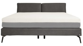 Boxspringbett Interliving aus Stoff in Dunkelgrau Interliving Bettensystem Serie 1416 - Boxspringbett graphitfarbene Mikrofaser Galero Punto 650006 & schwarze Metallfüße – Liegefläche ca. 180 x 200 cm