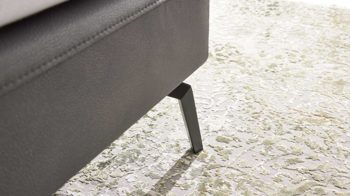 Boxspringbett Interliving aus Stoff in Dunkelgrau Interliving Bettensystem Serie 1416 - Boxspringbett graphitfarbene Mikrofaser Galero Punto 650006 & schwarze Metallfüße – Liegefläche ca. 180 x 200 cm