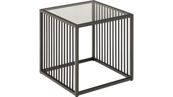Beistelltisch Actona group aus Glas in Schwarz Beistelltisch Strington rauchfarbenes Glas & schwarzes Metallgestell