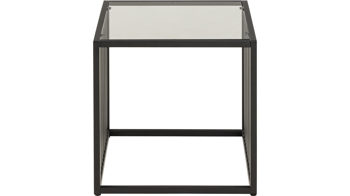 Beistelltisch Actona group aus Glas in Schwarz Beistelltisch Strington rauchfarbenes Glas & schwarzes Metallgestell