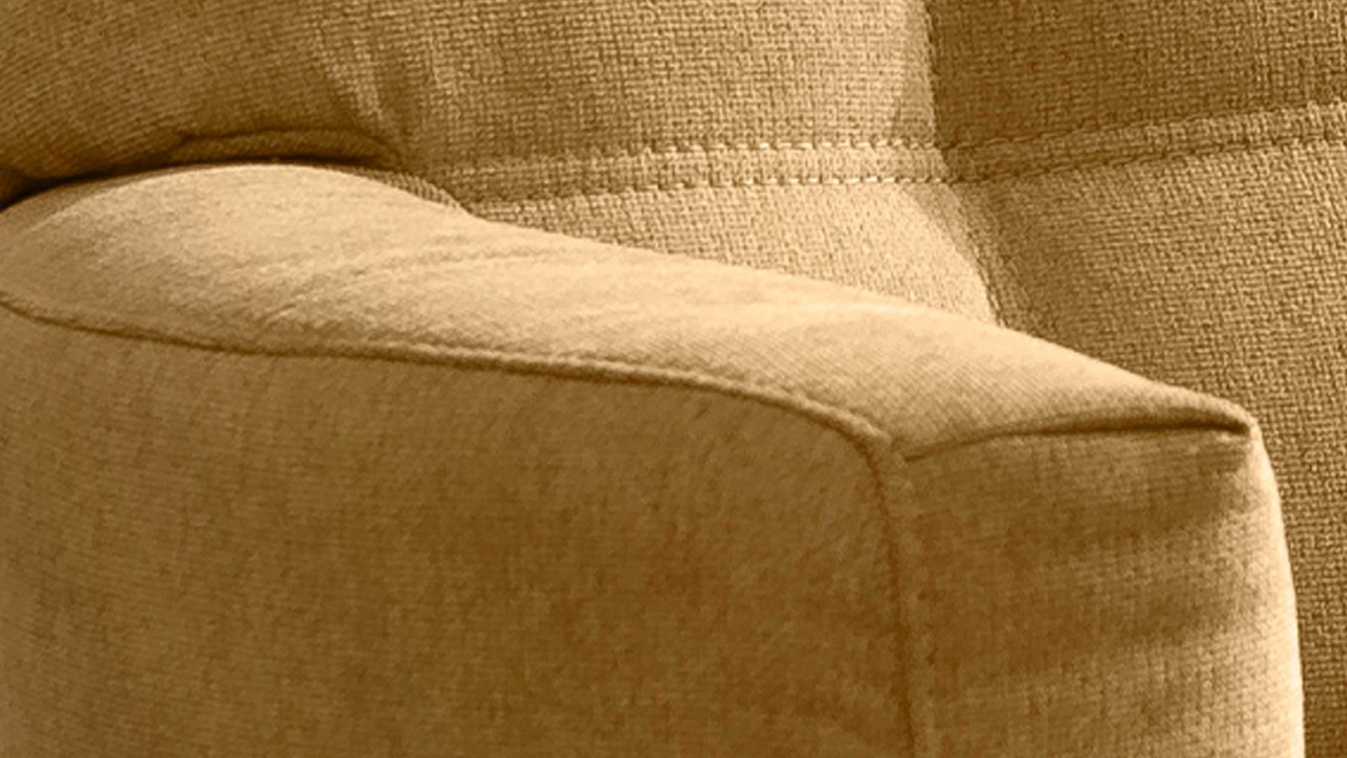 Polstersessel KAWOO aus Stoff in Gelb KAWOO Drehsessel honigfarbener Bezug DPR95 & schwarzer Metallring