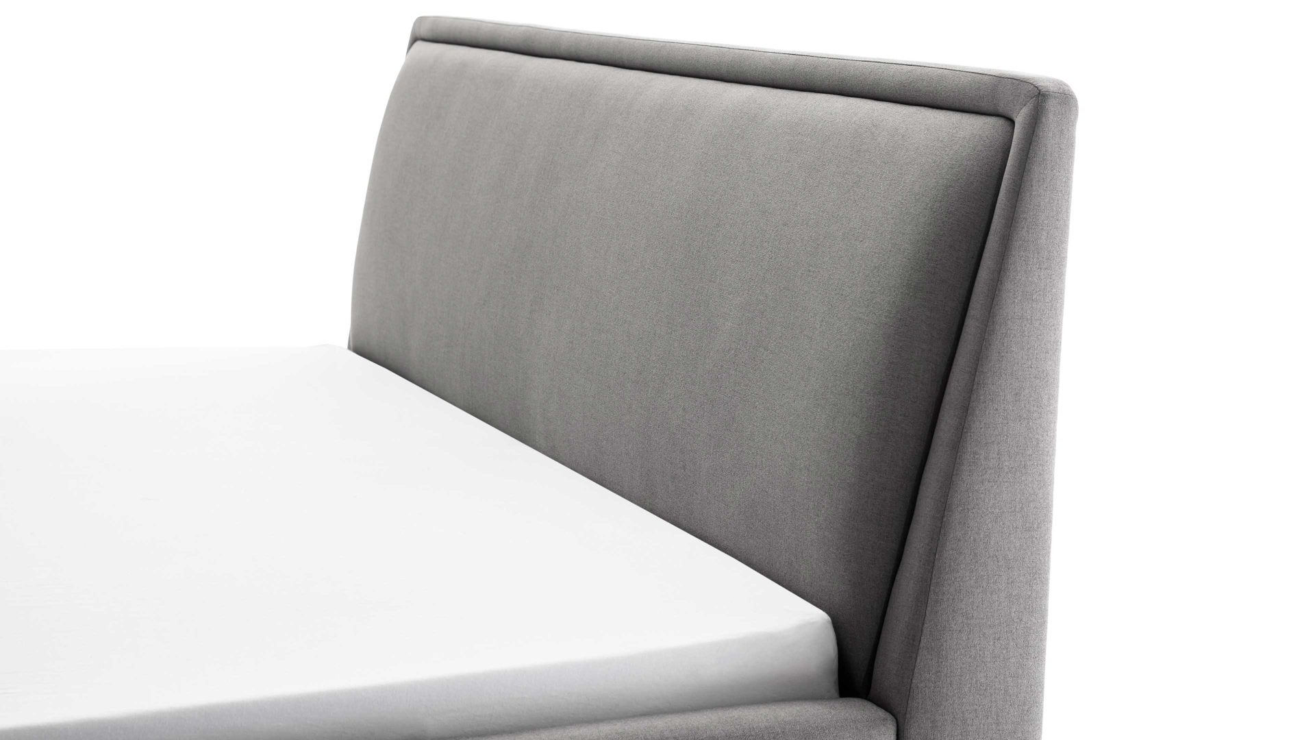 Bettgestell Meise.möbel aus Stoff in Hellgrau Polsterbettgestell Frieda hellgrauer Bezug Sawana 21 & eichefarbene Holzfüße - Liegefläche ca. 180 x 200 cm