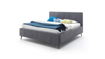 Polsterbett Meise.möbel aus Stoff in Anthrazit Polsterbettgestell Lizzano mit Bettkasten anthrazitfarbener Samtbezug Cloud 84 & Metallfüße - Liegefläche ca. 160 x 200 cm