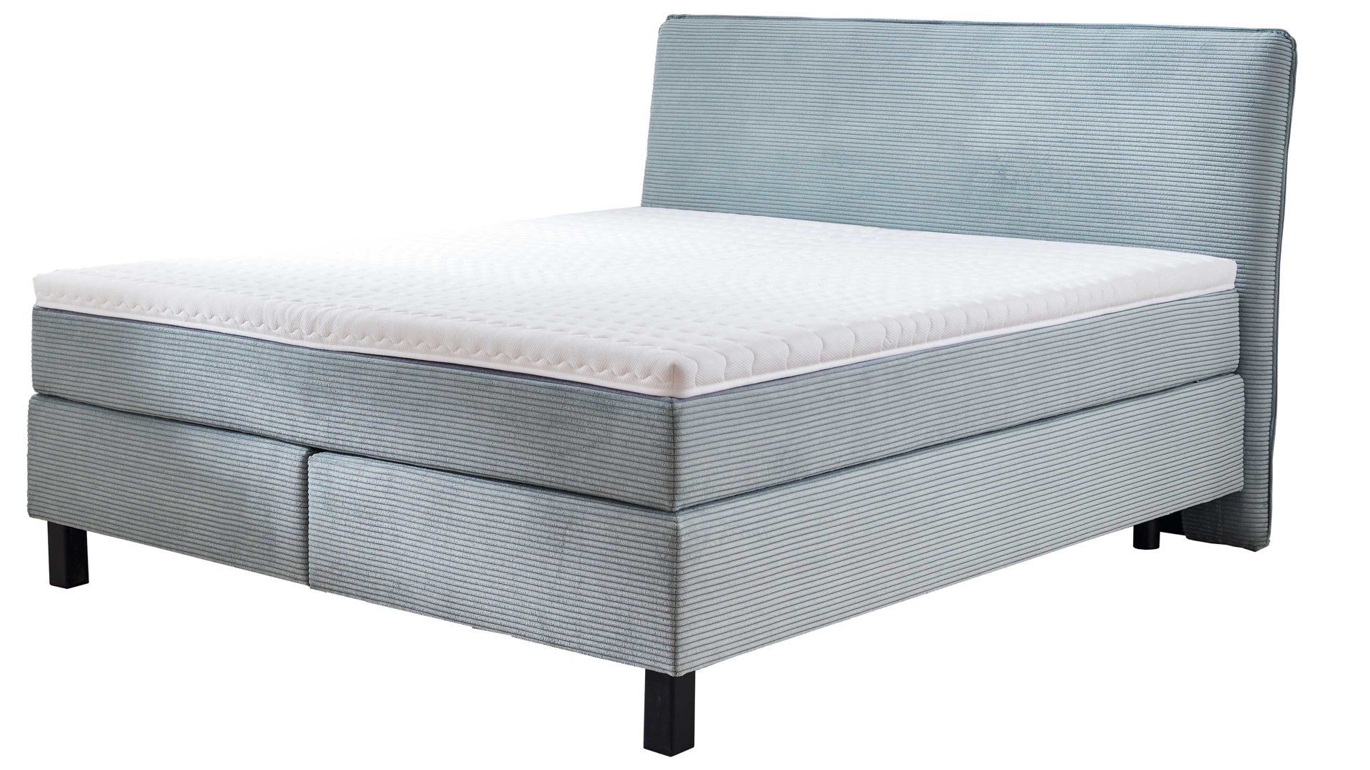 Boxspringbett comfortmaster besser sitzen, liegen, leben aus Stoff in Hellblau Comfortmaster Boxspringbett Velluto aquafarbener Cordbezug 143 - Liegefläche ca. 180 x 200 cm