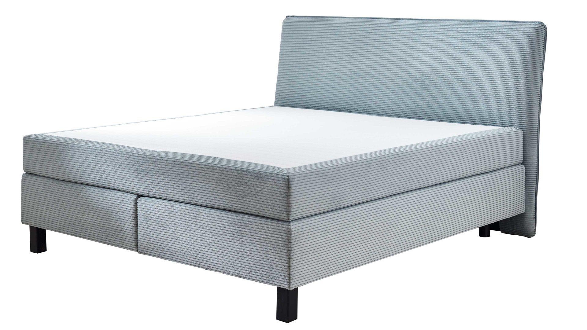 Boxspringbett comfortmaster besser sitzen, liegen, leben aus Stoff in Hellblau Comfortmaster Boxspringbett Velluto aquafarbener Cordbezug 143 - Liegefläche ca. 180 x 200 cm