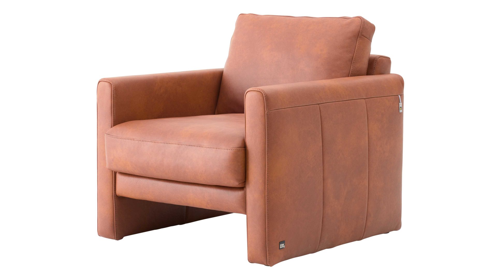 Polstersessel Interliving aus Leder in Orange Interliving Sofa Serie 4004 - Sessel cognacfarbenes LongLife-Leder Z75-50