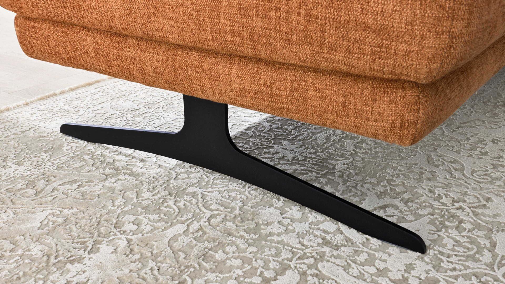 Ecksofa Interliving aus Stoff in Orange Interliving Sofa Serie 4004 - Ecksofa puderfarbene Chenille S43-17 - Stellfläche ca. 211 x 240 cm