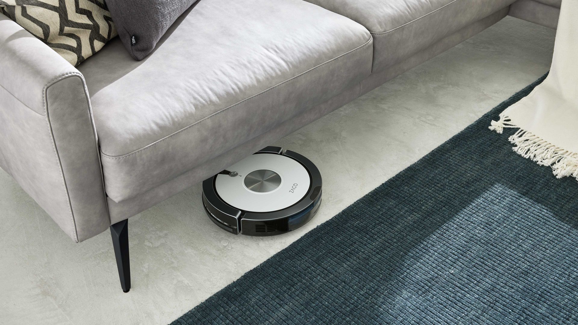 Polsterhocker Interliving aus Leder in Hellgrau Interliving Sofa Serie 4004 - XXL-Hocker hellgraues LongLife-Leder Z69.22 - ca. 140 x 60 cm