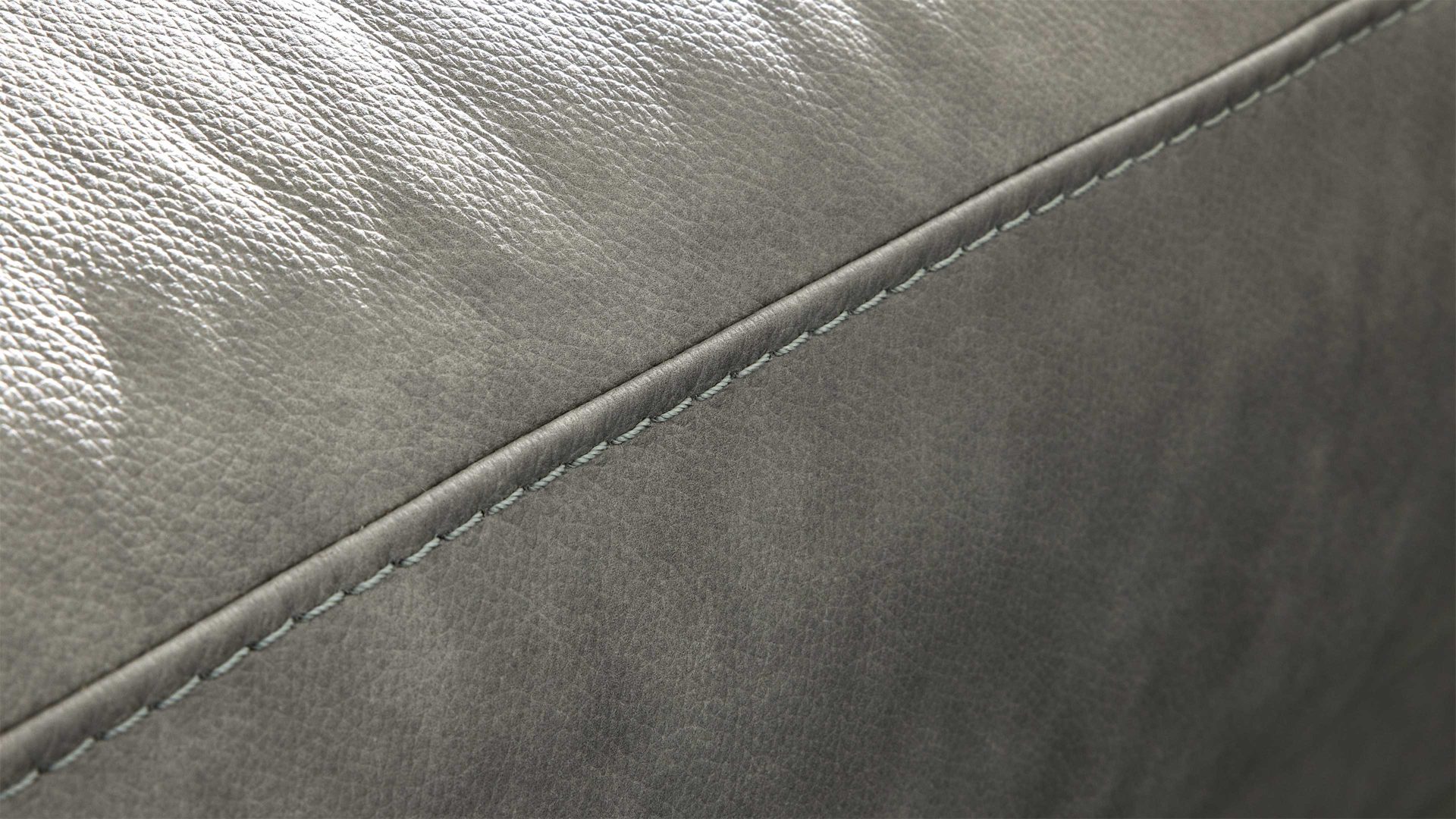 Polsterhocker Interliving aus Leder in Hellgrau Interliving Sofa Serie 4004 - XXL-Hocker hellgraues LongLife-Leder Z69.22 - ca. 140 x 60 cm