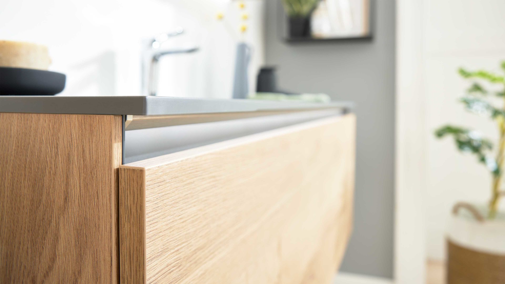 Badmöbel-Set Interliving aus Holz in Holzfarben Interliving Bad Serie 7405 - Badmöbel-Set Basis Eiche Sierra - Breite ca. 120 cm