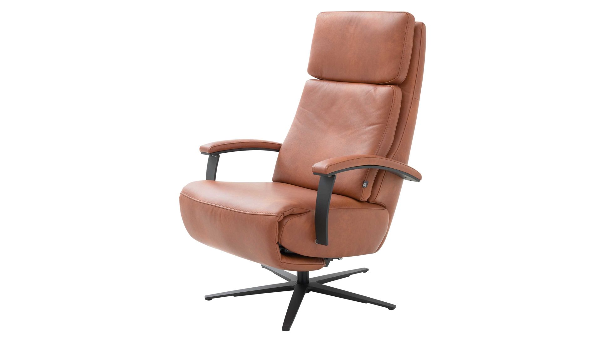 Relaxsessel Interliving aus Leder in Hellbraun Interliving Sofa Serie 4541 – Relaxsessel C manuell - cognacfarbenes LongLife-Leder Cloudy & Sternfuß V4S