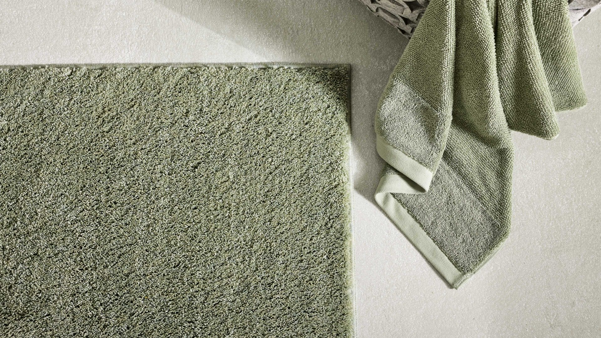 Badematte / Badeteppich Interliving aus Kunstfaser in Hellgrün Interliving Badteppich Serie 9112 Jade - ca. 60 x 90 cm