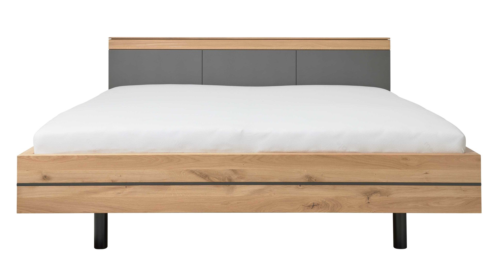 Bettgestell Interliving aus Holz in Holzfarben Interliving Schlafzimmer Serie 1029 – Bettgestell Wildeiche & Graphit - Liegefläche ca. 180 x 200 cm