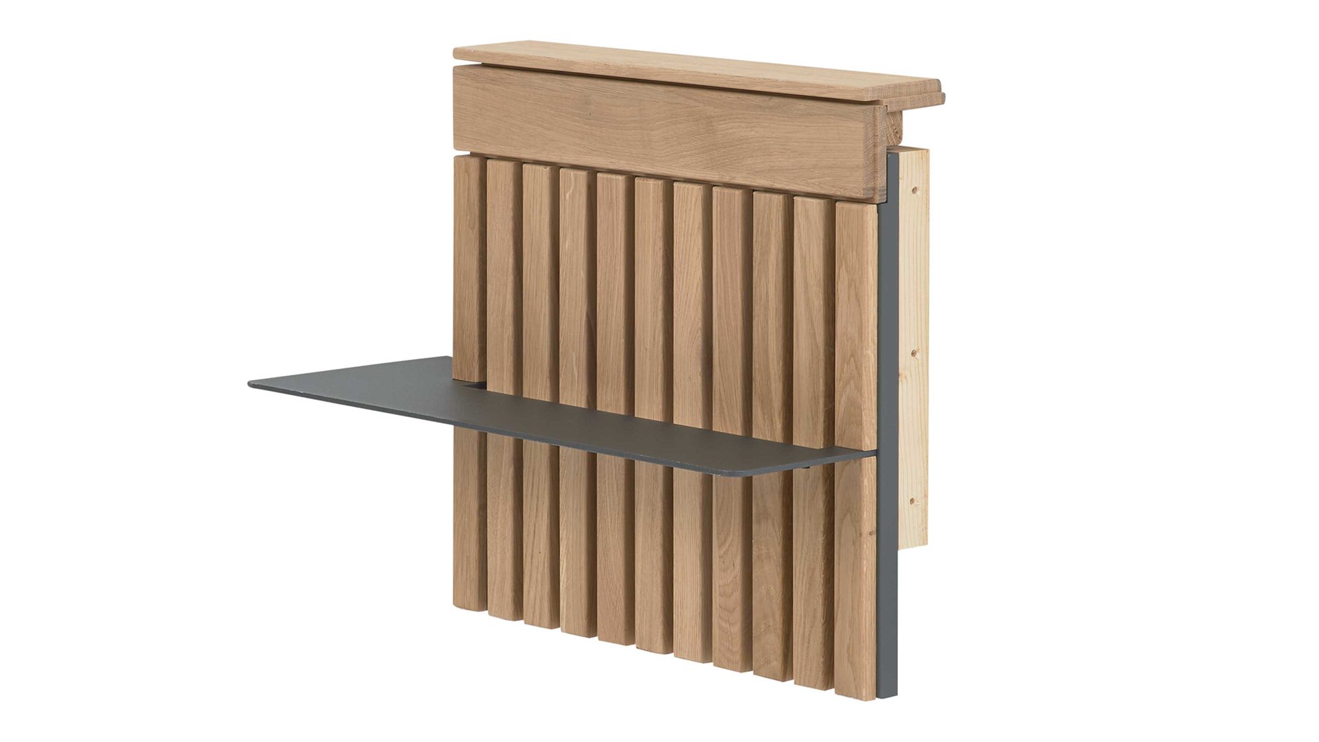 Paneel Interliving aus Holz in Holzfarben Interliving Schlafzimmer Serie 1029 – Aufsatzpaneel 528145 links - Wildeiche & Graphit